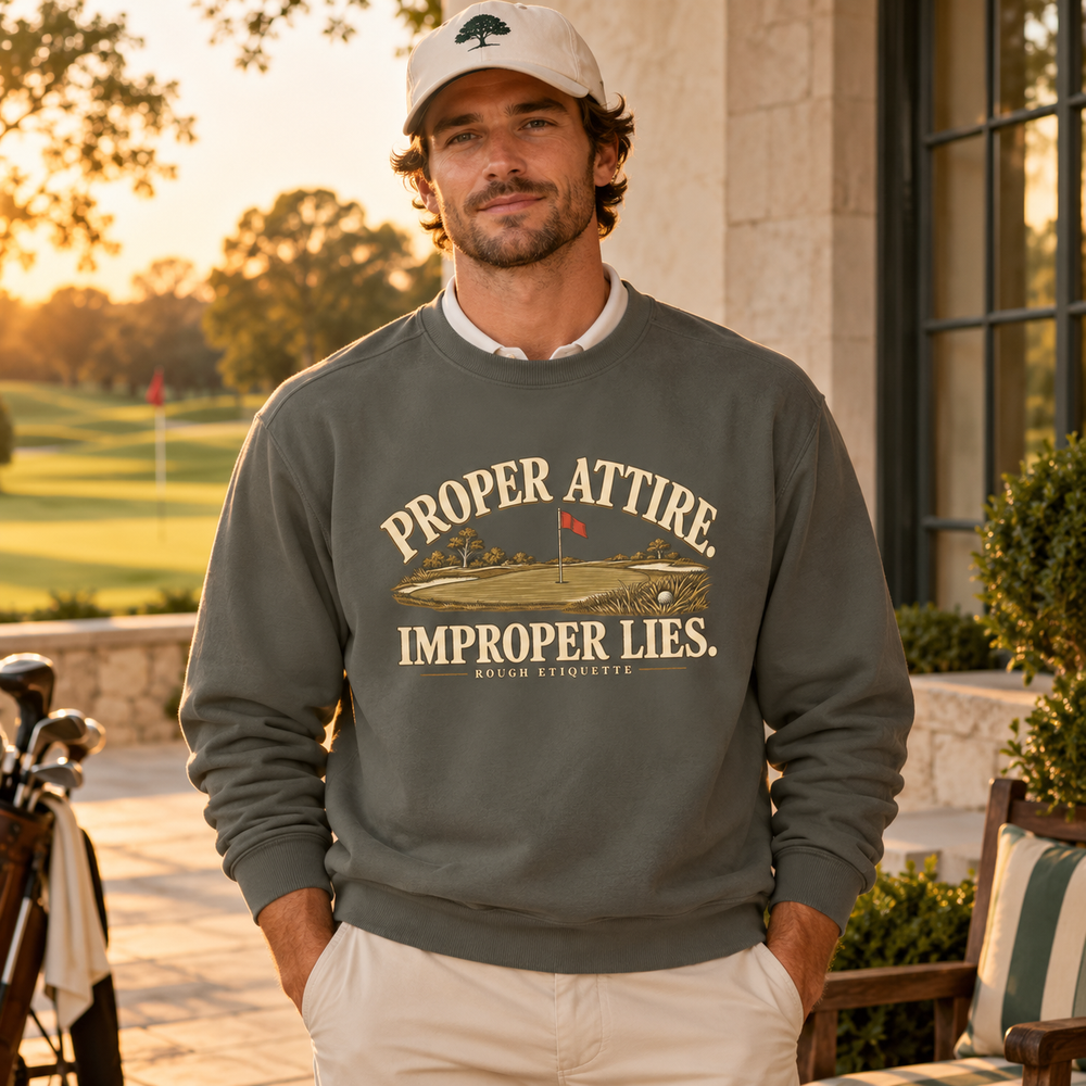 Proper Attire. Improper Lies. | Garment-Dyed Golf Crewneck