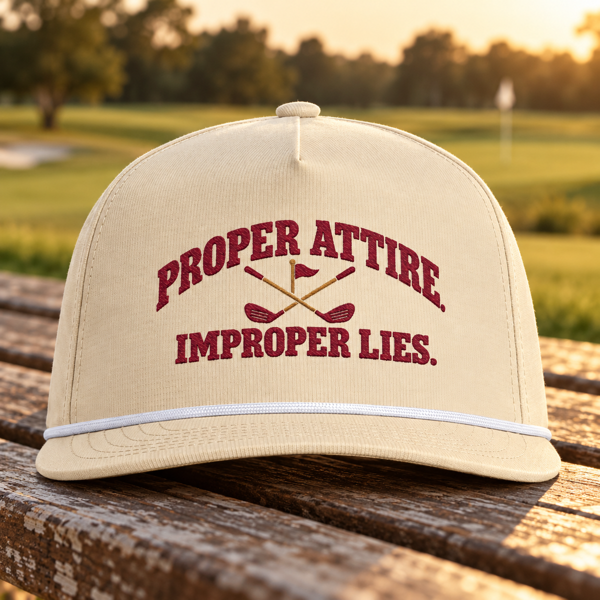 Proper Attire. Improper Lies. | Golf Rope Hat lifestyle product photo